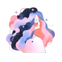 水彩女孩浪漫插图设计