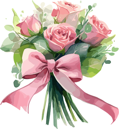 粉色玫瑰花束商业设计插画
