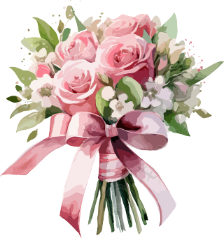 粉色玫瑰花束透明背景素材