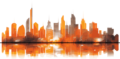 橙城天际线白底图片