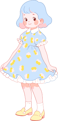 小女孩迷人的蓝裙子插画