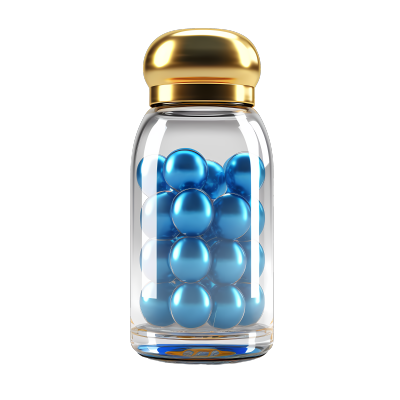 透明高清PNG素材蓝色胶囊瓶图标
