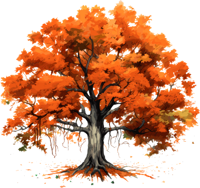 秋天大树手绘插画素材