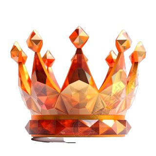 3D透明玻璃材质的金色皇冠