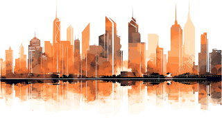 橙色城市天际线PNG图形素材