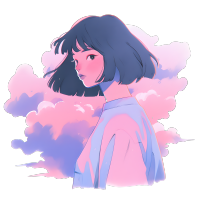 女孩水彩浪漫插画