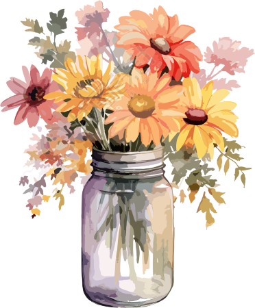 秋天水彩花卉插画