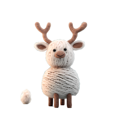 可爱毛毡圣诞麋鹿3D渲染