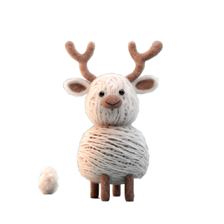 可爱毛毡圣诞麋鹿3D渲染
