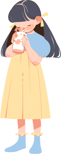 小女孩可爱的粉红黄蓝色连衣裙插画素材