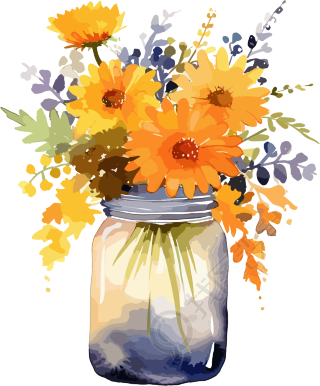 玻璃瓶花卉透明背景素材