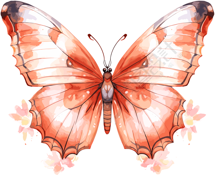 水彩波西米亚风蝴蝶元素图案