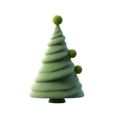 可爱毡艺圣诞树3D渲染
