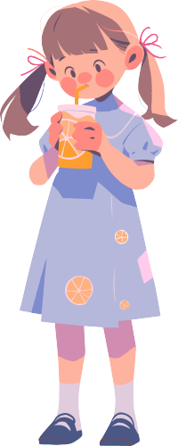 小女孩可爱搞怪的蓝裙插画