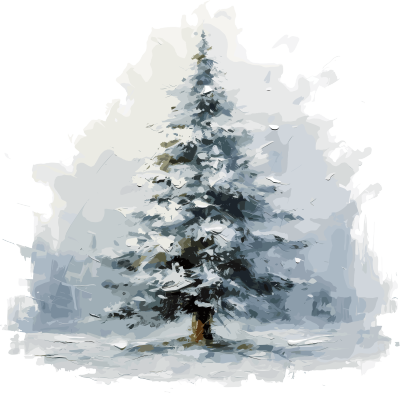 圣诞树的油画插图
