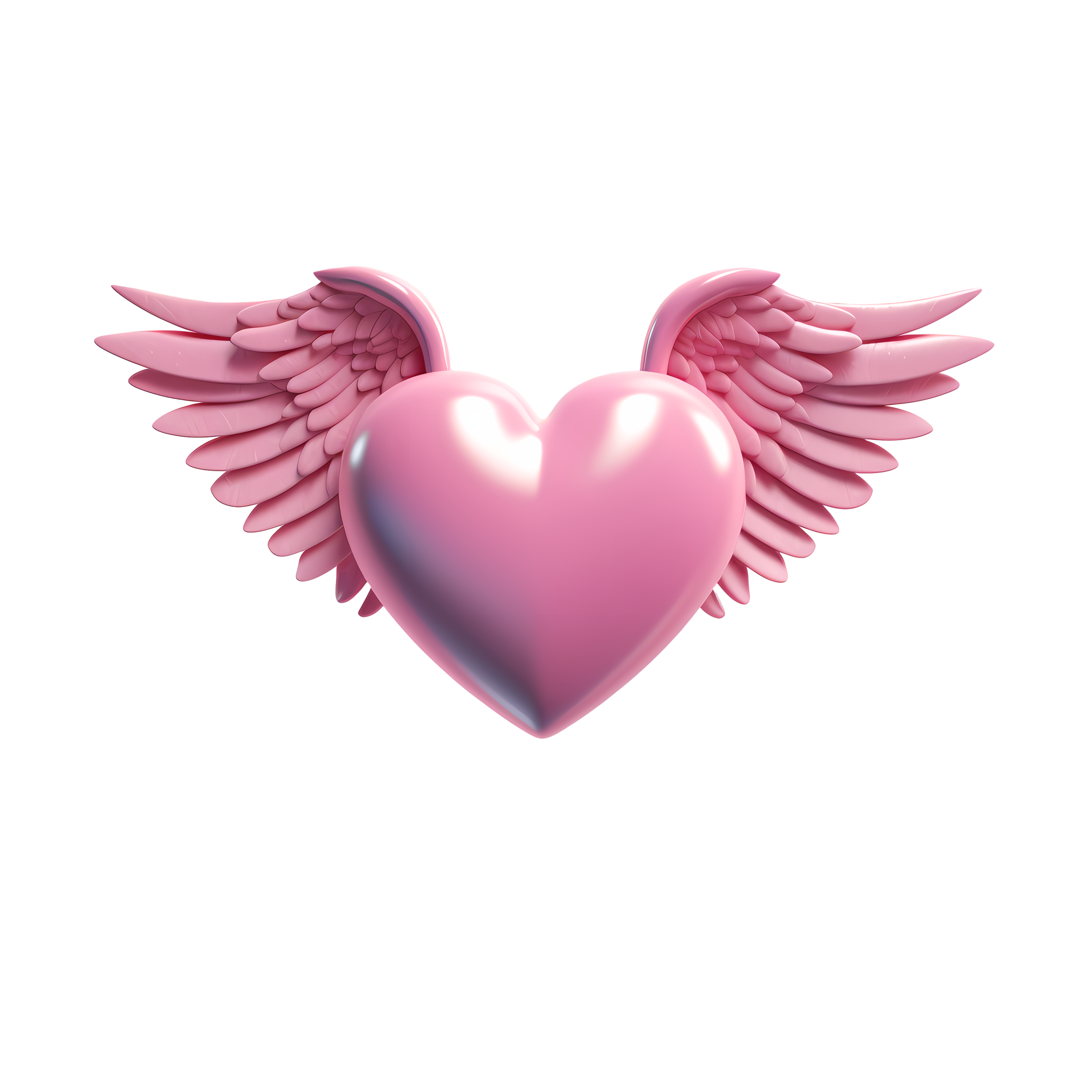 3D粉红色的心形带翅膀素材