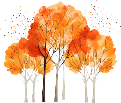 秋天的大树插画素材