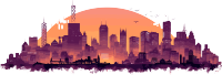 橙色城市天际线透明图