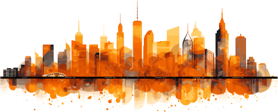 橘色城市天际线图案PNG素材