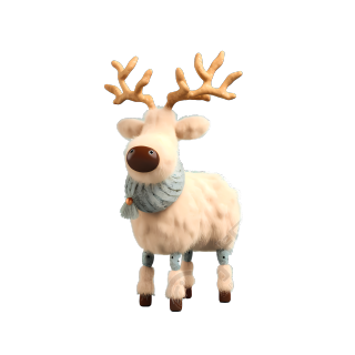 可爱的毛毡圣诞麋鹿3D渲染