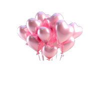 粉色气球与不同样式的心形图案