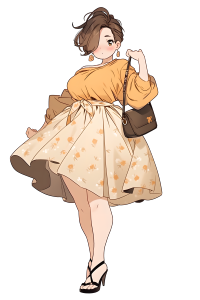 女生可爱自信的圆胖超模插画