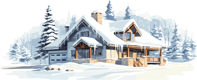 雪地上的安静小房子商业插画设计