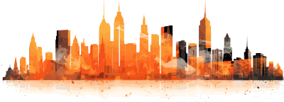 橙色城市天际线图PNG素材