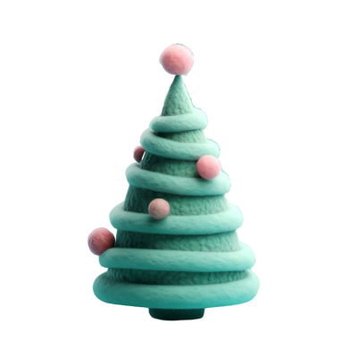 毛毡手工艺品可爱的毛毡圣诞树3D渲染