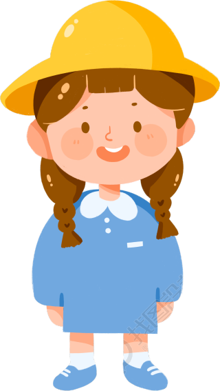 卡通可爱小女孩穿着校服手绘插图