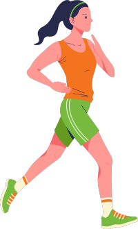跑步女生强健体魄手绘插画