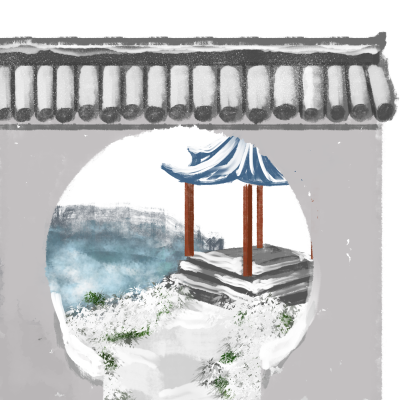 二十四节气小寒古风亭台商用素材