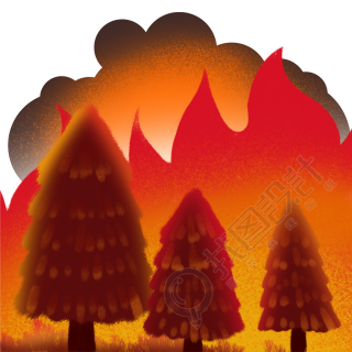 森林防火被大火包围的树木PNG素材