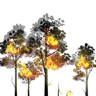 着火的大树森林防火宣传插画