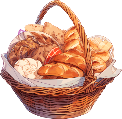 篮子里的面包插画设计素材