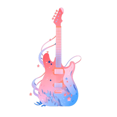 水彩风吉他透明背景插图