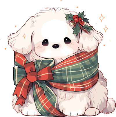 可爱小狗温暖圣诞毯子商用插画