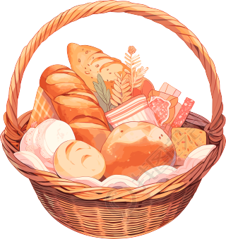 篮子里的面包创意设计元素