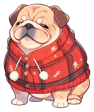可爱小狗穿圣诞外套插画