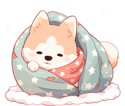 可爱小狗裹着舒适的圣诞毯子插图