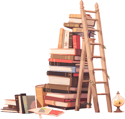 书本和梯子商业设计素材