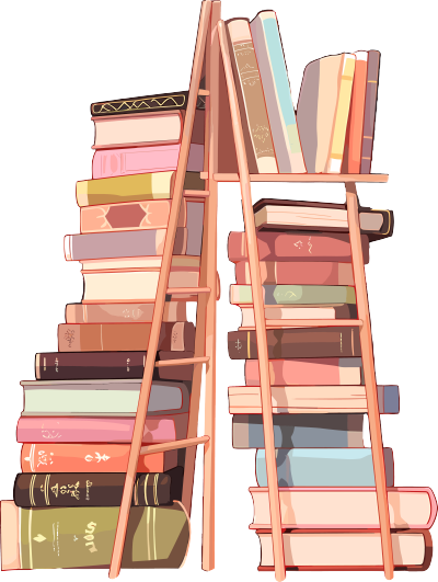书本和梯子扁平插图素材