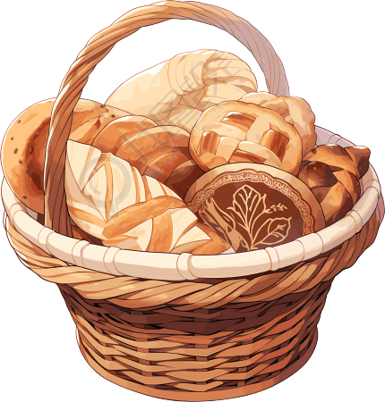 篮子里的面包透明背景插画
