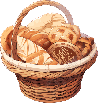 篮子里的面包透明背景插画