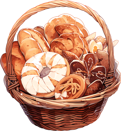篮子里的面包创意设计插画