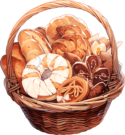 篮子里的面包创意设计插画