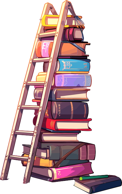 书本和梯子图形设计元素