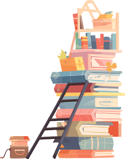 书本和梯子商业设计插画