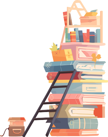 书本和梯子商业设计插画