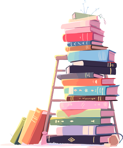 书堆和梯子的创意设计元素